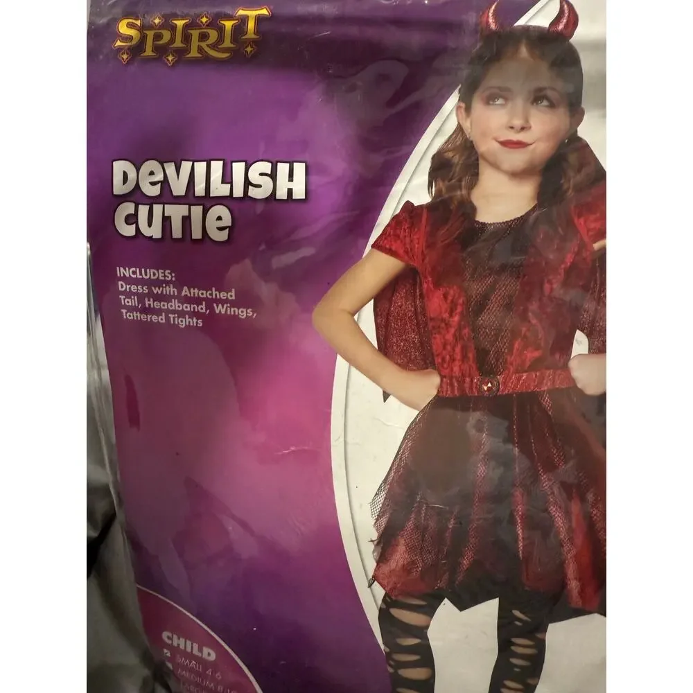 Spirit Halloween Girls Devilish Cutie Red Devil Costume Size Child Small 4-6